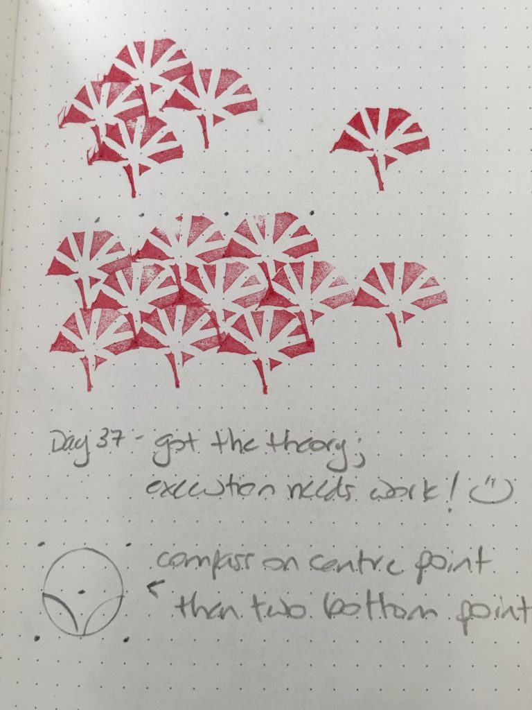 Carving and inking and printing stamps from pink erasers and exploring tessellations